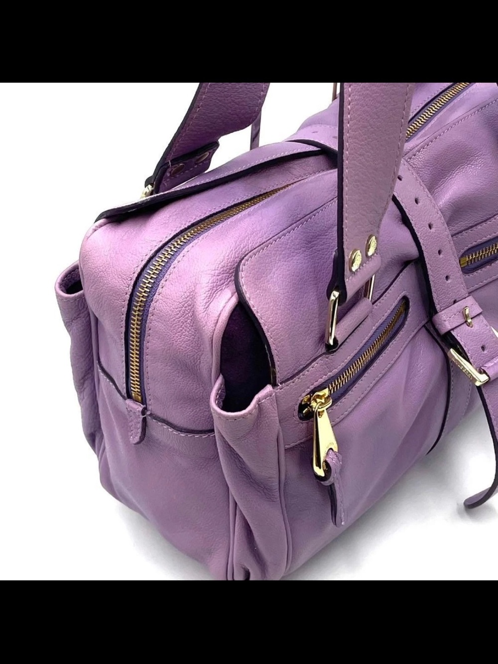 Mulberry Lavender Leather Shoulder Bag with Gold Hardware - Picture 11 of 14